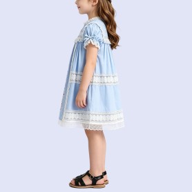 Girls' A-Line Lace Round-Neck Dress