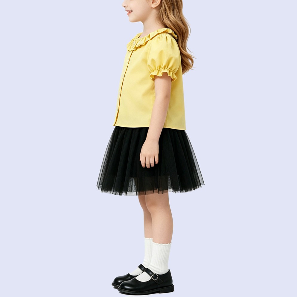 Girls' Elegant and Sweet Solid-Color Shirt