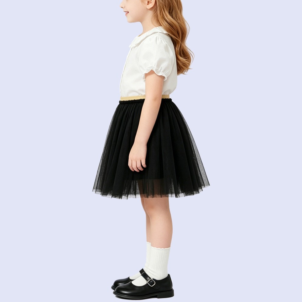 Exquisite Ruffled Stand-Collar T-Shirt
