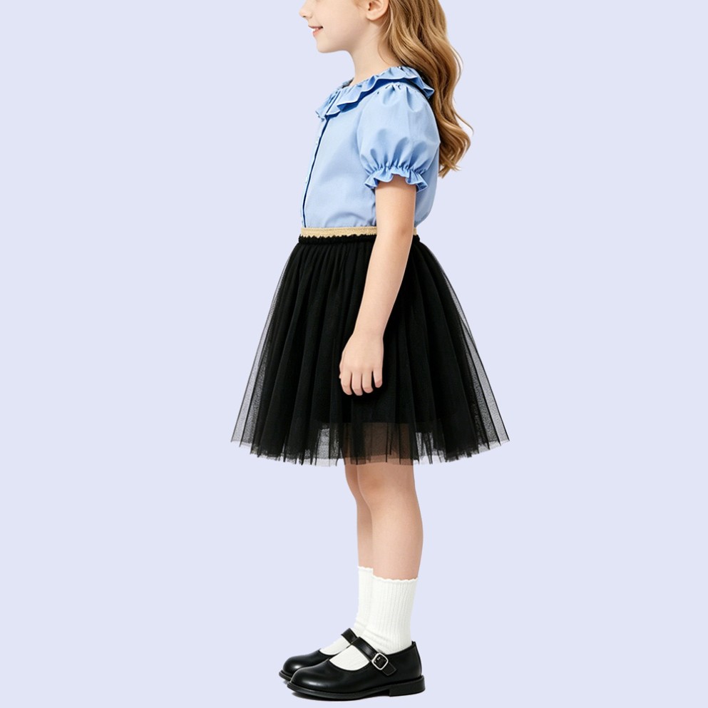 Blue Pure Cotton Button-Front Casual T-Shirt