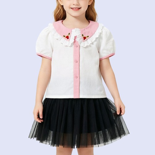 Color-block Placket Shirt with Turn-down Collar