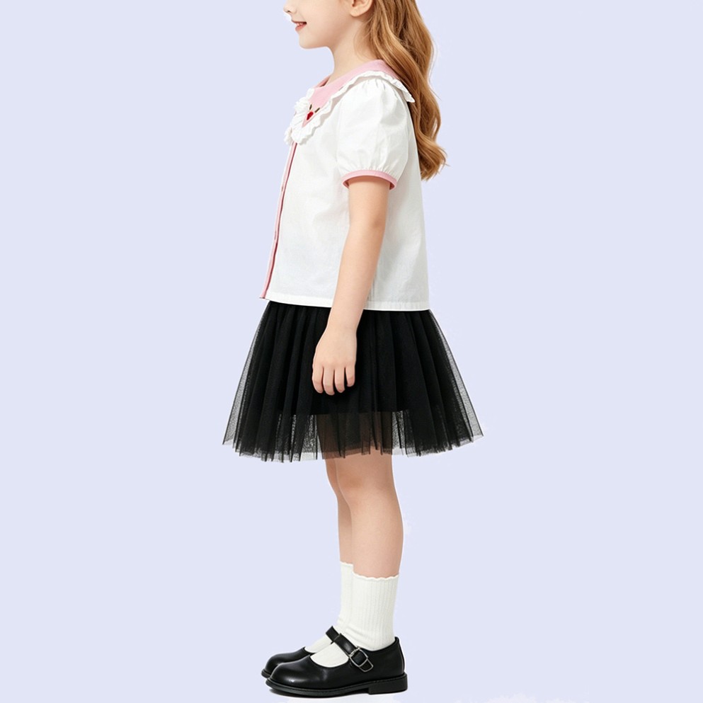 Color-block Placket Shirt with Turn-down Collar