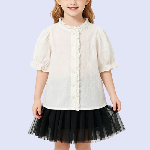 New French Retro Short-Sleeve Shirt