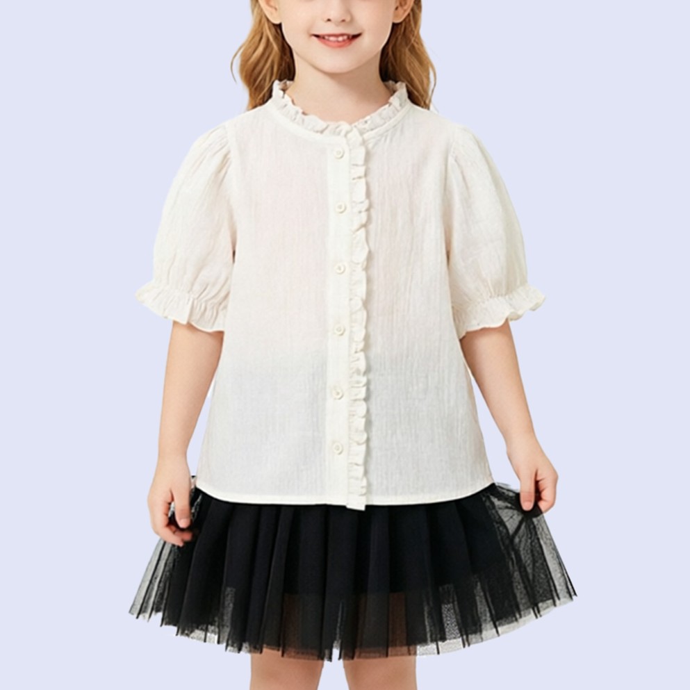New French Retro Short-Sleeve Shirt