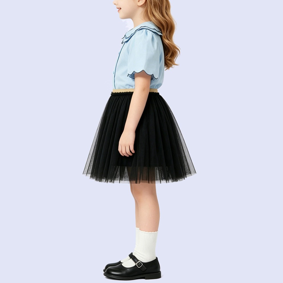 Exquisite Layered Wavy-Edge Lapel T-Shirt