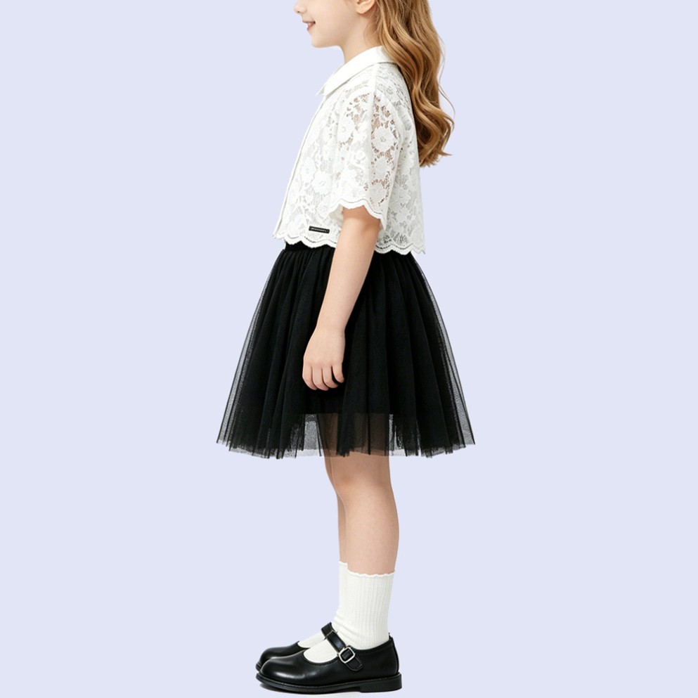 Elegant Lapel Cutout Lace T-Shirt