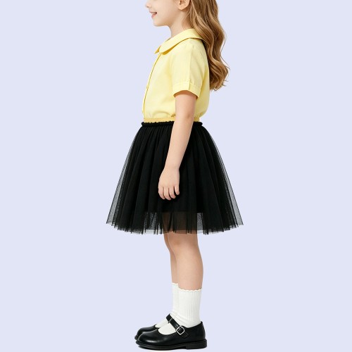 Girls' Simple Yellow Collared Top