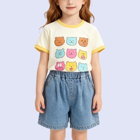 Cartoon Bear Print Short-Sleeve T-Shirt