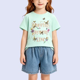 Butterfly and Floral Art Print T-Shirt