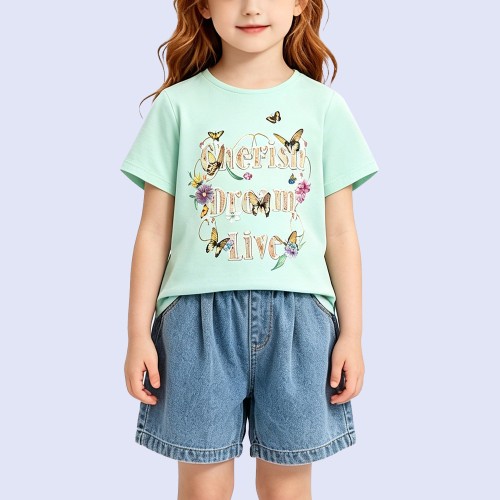 Butterfly and Floral Art Print T-Shirt