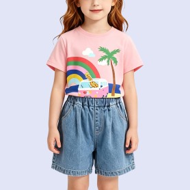 Creative Giraffe & Rainbow Bus T-Shirt