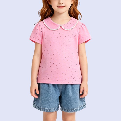 Letter-Print Peter Pan Collar T-Shirt