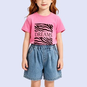 Creative Zebra-Print Letter T-Shirt