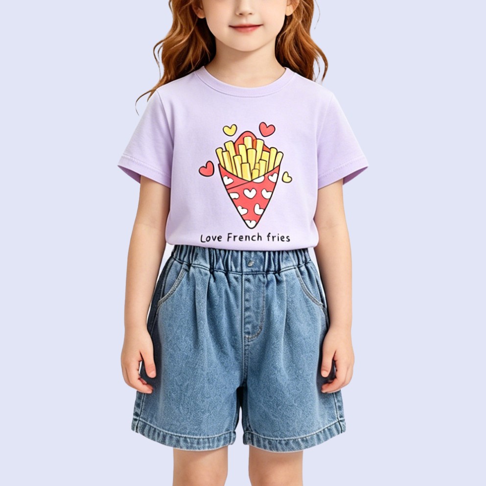 Girls' Dreamy Purple Fun Short-Sleeve T-Shirt