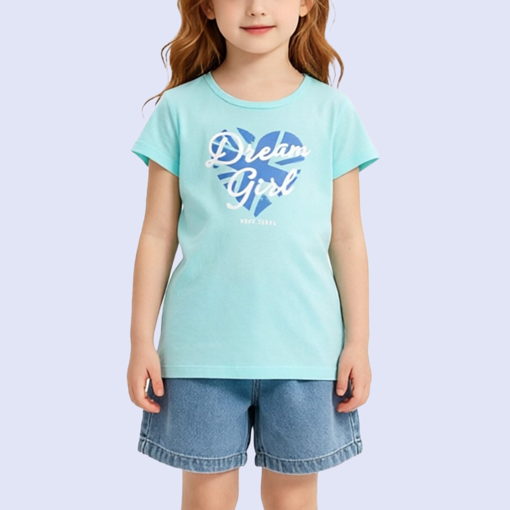 Skin-Friendly Pure Cotton Short-Sleeve Top with Heart Print