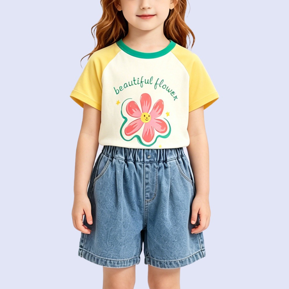 Girls' Creative Floral Print T-Shirt