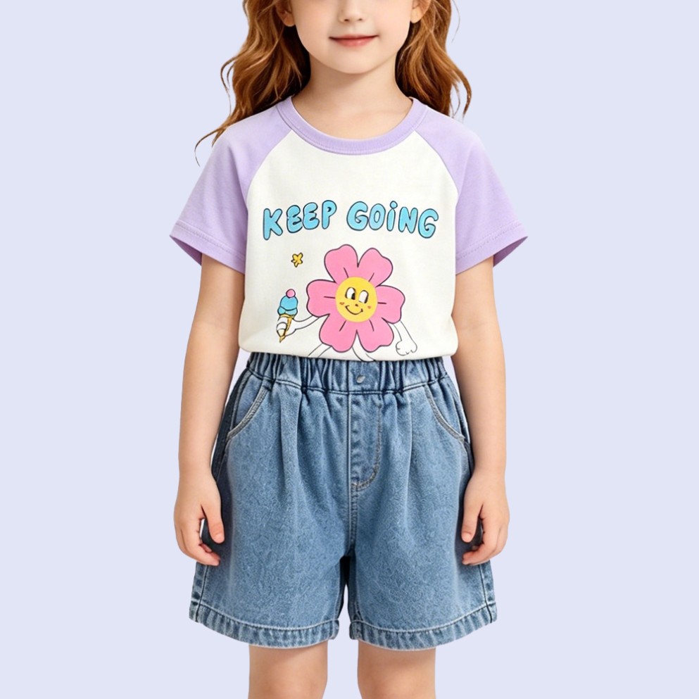 Vibrant Raglan-Sleeve Printed T-Shirt