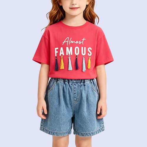 Girls' Fashion T-Shirt with Tassel Accent