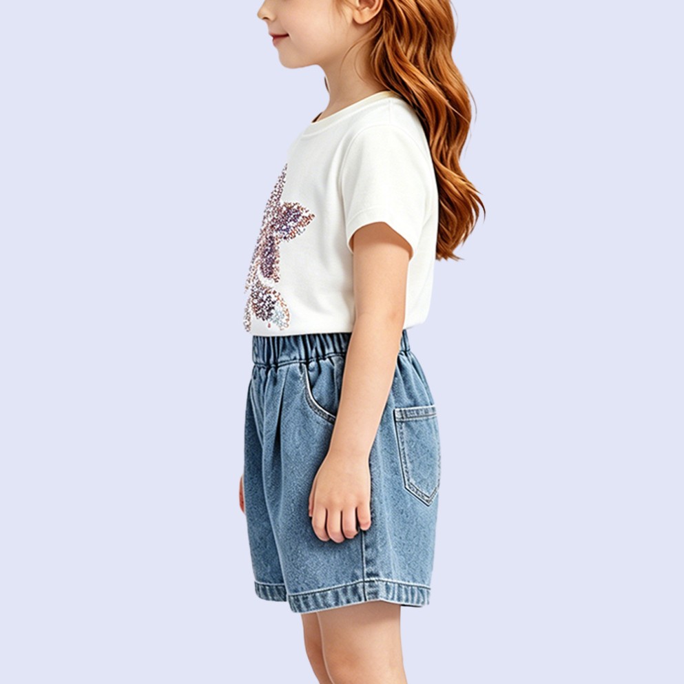 Stylish Sequin-Embroidered Crew-Neck T-Shirt