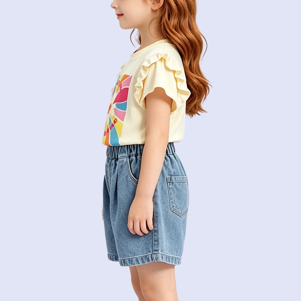Ruffled Flounce-Sleeve T-Shirt