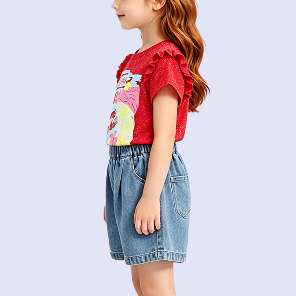 Girls' Red Sequin Ruffle T-Shirt
