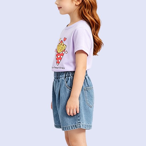 Girls' Dreamy Purple Fun Short-Sleeve T-Shirt
