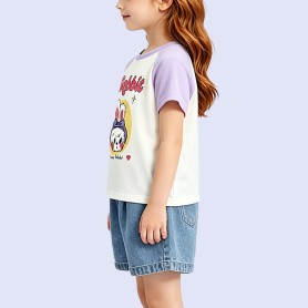 Color-block Raglan-sleeve Rabbit T-shirt