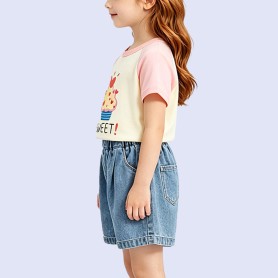 Girls' Sweet Color-block Raglan-sleeve T-shirt