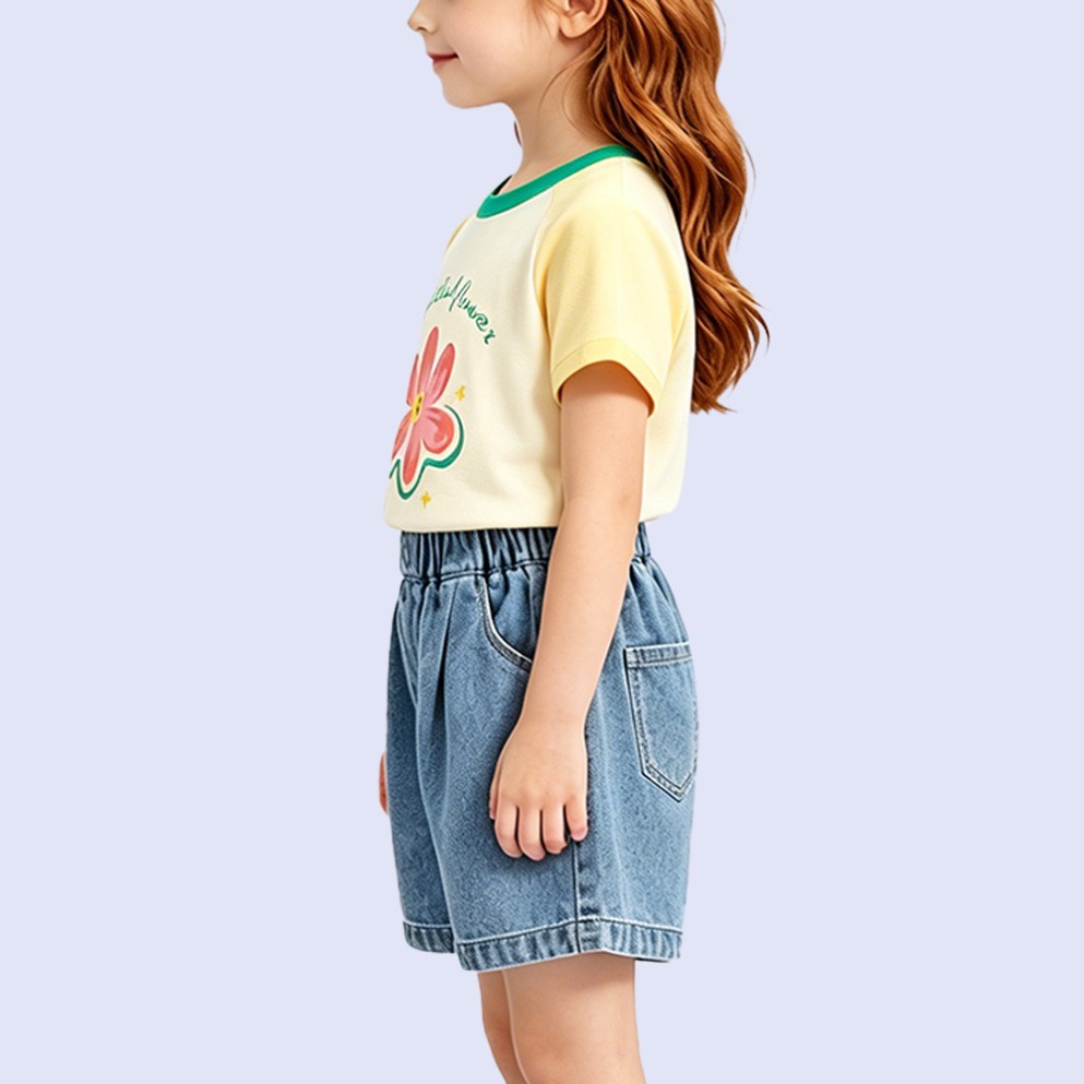 Girls' Creative Floral Print T-Shirt