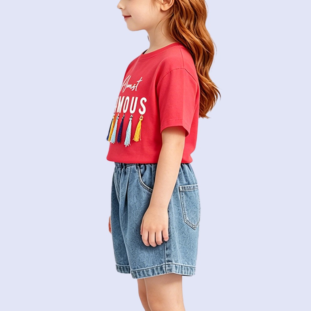 Girls' Fashion T-Shirt with Tassel Accent