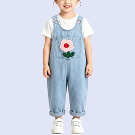 New Cute Floral Denim Overalls