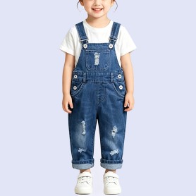 Stretchy & Comfortable Washed Denim Overalls