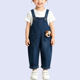 Cute 3D Puppy-Embellished Overalls