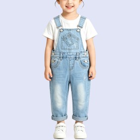 Washed & Distressed Multi-Pocket Overalls
