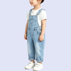 Washed & Distressed Multi-Pocket Overalls